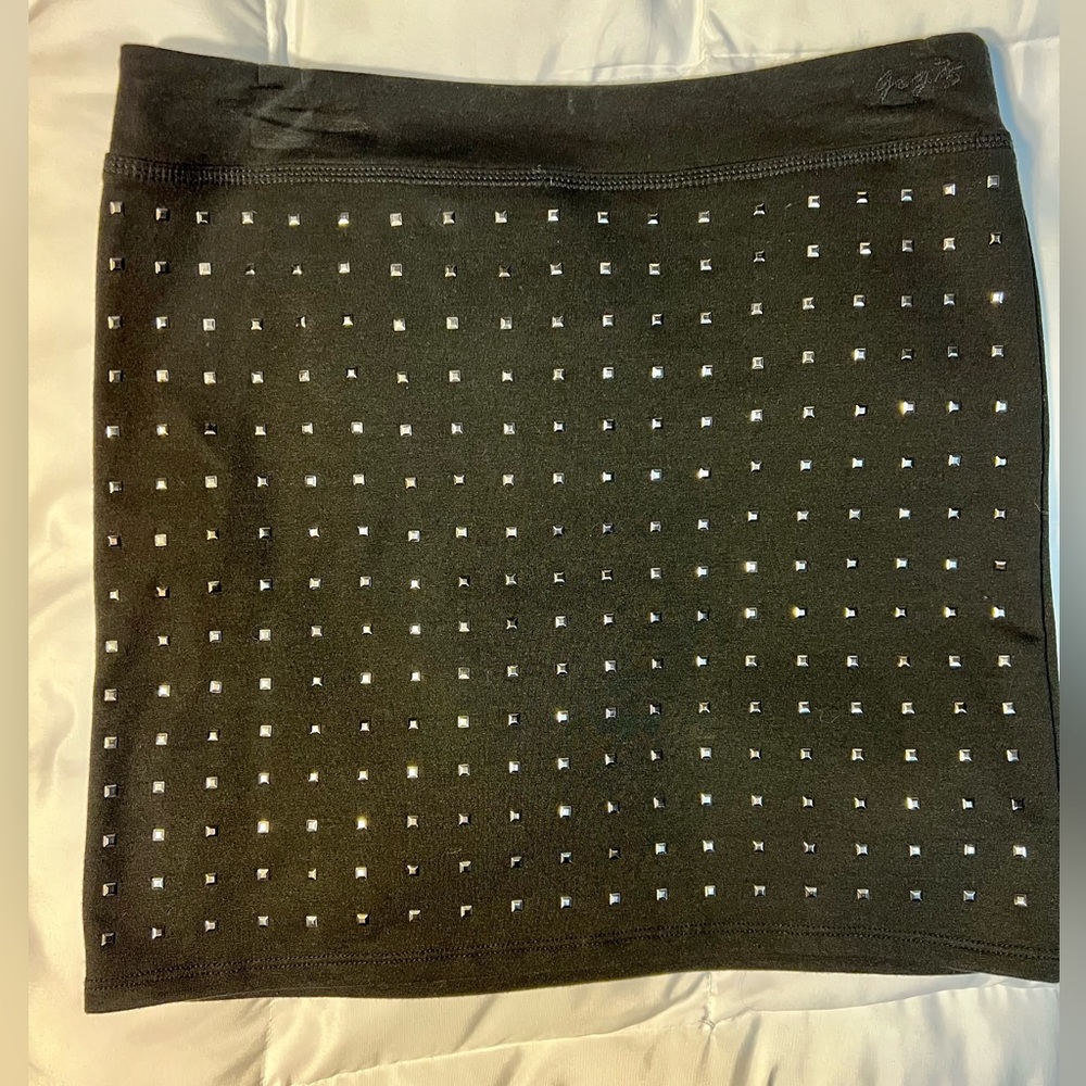 Garage - Stretch Studded Black Bodycon Mini Skirt (VGUC)
